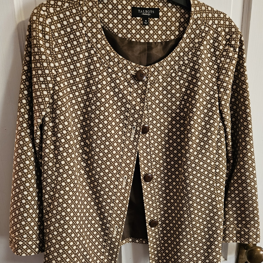 Talbots Brown Patterned Jacket - image 1